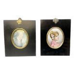 Continental printed and painted portrait miniature upon porcelain