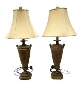 Pair of table lamps decorated with gold crackle effect design