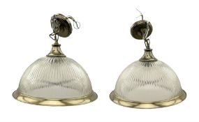 Pair of modern brushed metal dome light fittings