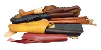 Leather: approximately twelve skins to include large offcuts and part skins including tan