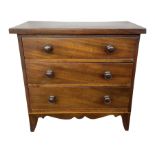 George III mahogany miniature chest of drawers