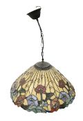 Tiffany style hanging leaded glass light shade