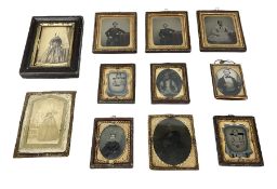 Eleven 19th Century portrait tintypes