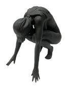 Royal Doulton 'Nude F2' matte black figure of crouching nude woman