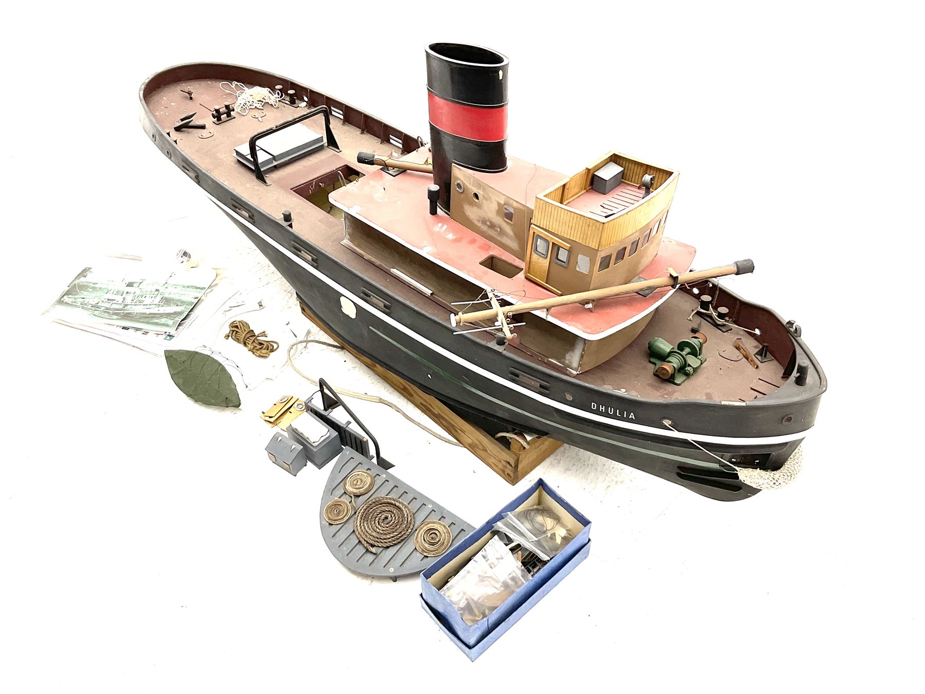 Large model of the tugboat 'Dhulia' on a wooden stand L144cm - Image 2 of 14