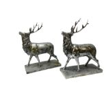 Pair of Composite silvered stags