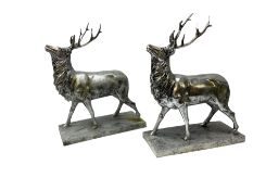 Pair of Composite silvered stags