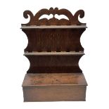 George III oak spoon rack and candle box