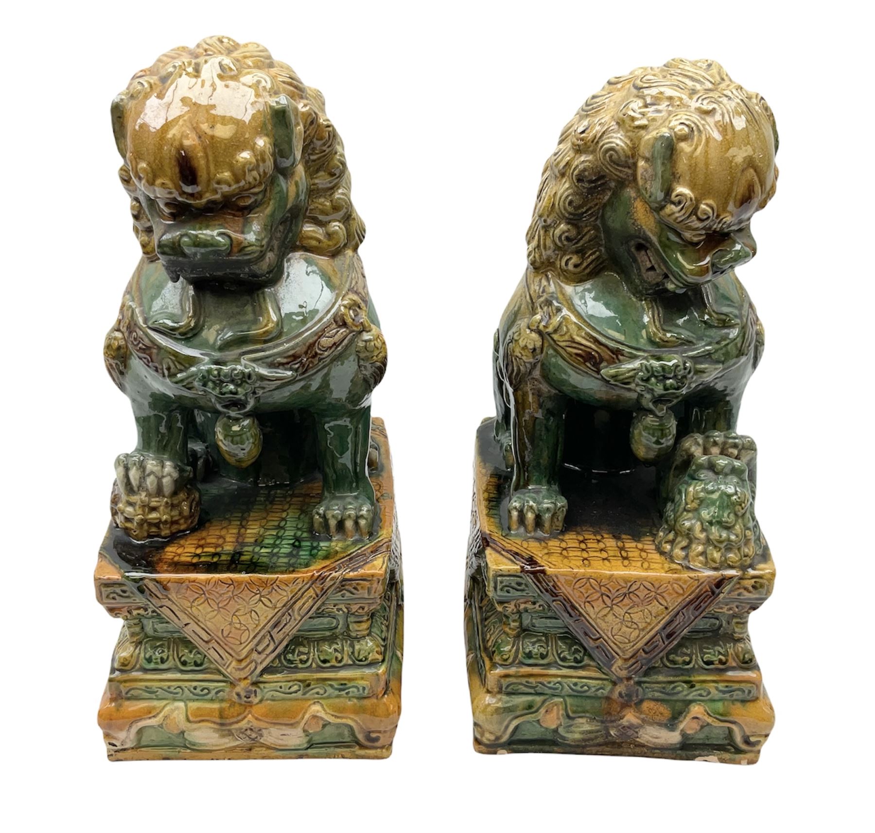 Pair of Chinese Temple Lions or Dogs of Foo