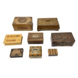 Quantity of hardwood boxes to include walnut example with carved decoration