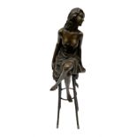 Art Deco style bronze modelled as a bare chested female figure