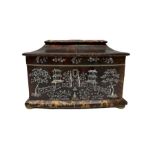 Regency tortoiseshell tea caddy of sarcophagus form