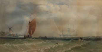 English School (19th century): Sailing Vessels off the Coast