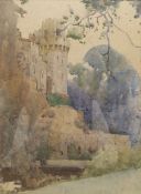 William Lee Hankey RWS (British 1869-1952): Ancient Feudal Castle and Moat