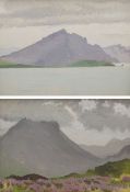 Frances Watt (Scottish 1923-2009): 'The Cuillin in the Rain' & 'Dull Day - Cliffs of Portree'