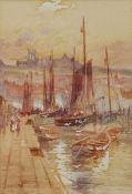 John Wynne Williams (British fl.1900-1920): Whitby Harbour with View of Abbey and Whitby and Portsmo