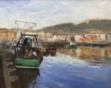 Neil Tyler (British 1945-): 'East Coast Trawler' in Scarborough Harbour