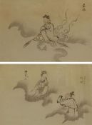 Japanese Kano School (19th century): An ancient Chinese witch flying on the back of the 'Ho' a lucky