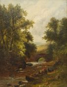 English School (19th century): Angler by the Packhorse Bridge