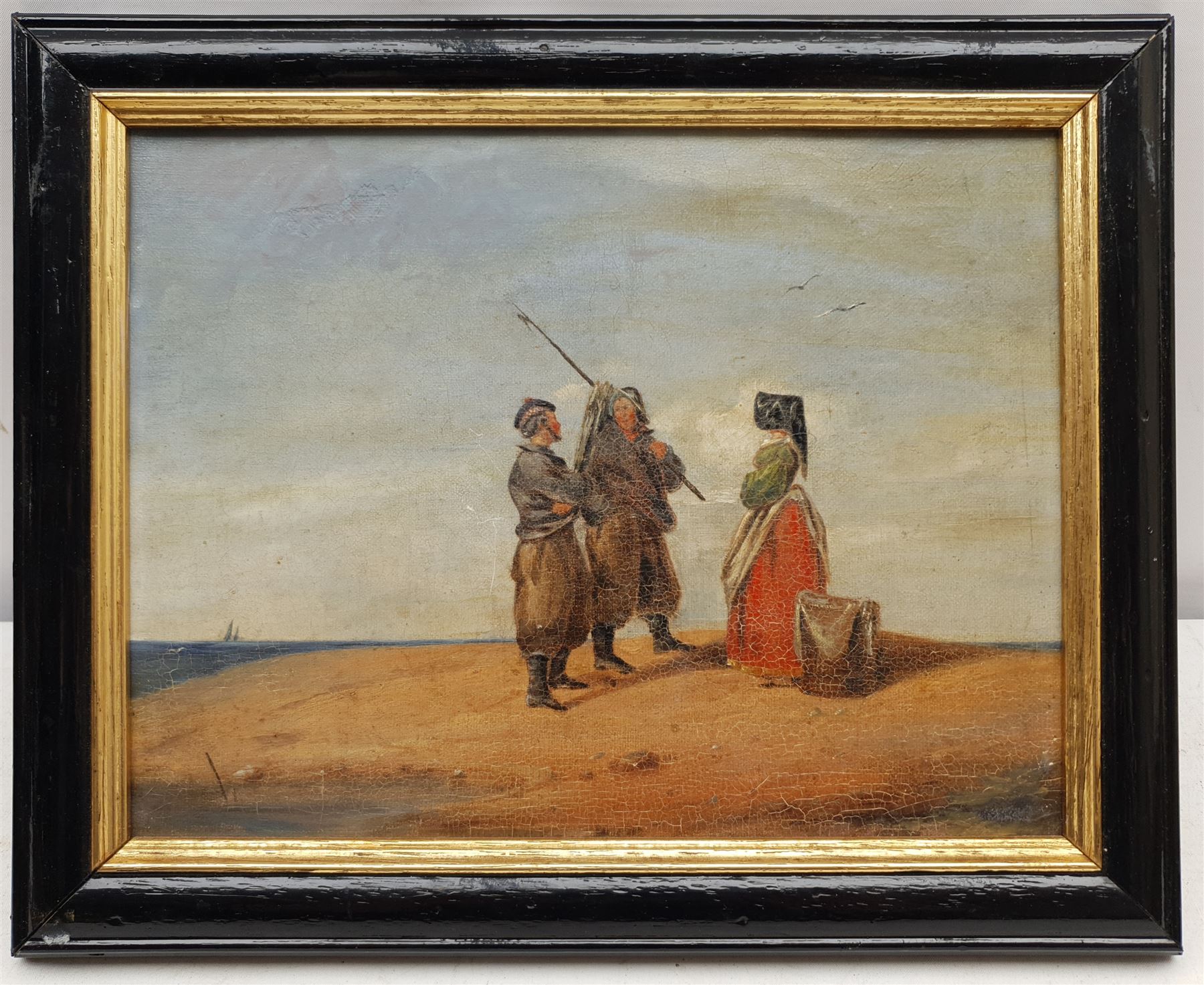 German School (19th century): Soldiers and a Lady on the Shore - Image 2 of 4