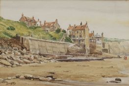 Malcolm Doughty (British Contemporary): View of Robin Hoods Bay from the Beach