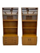 G-Plan teak two sectional modular wall display cabinet