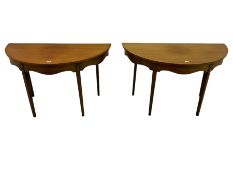 Pair of 19th century mahogany D shaped console tables