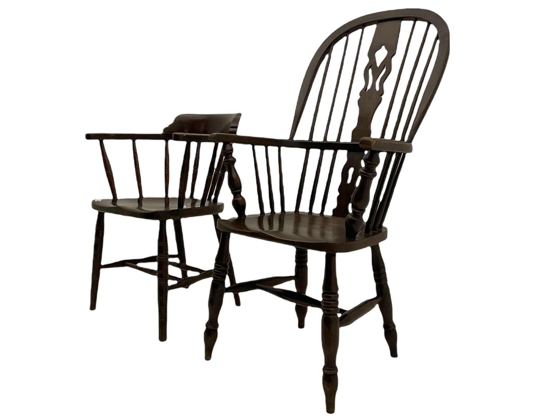 19th century beech Windsor armchair (W60cm) - Image 6 of 8