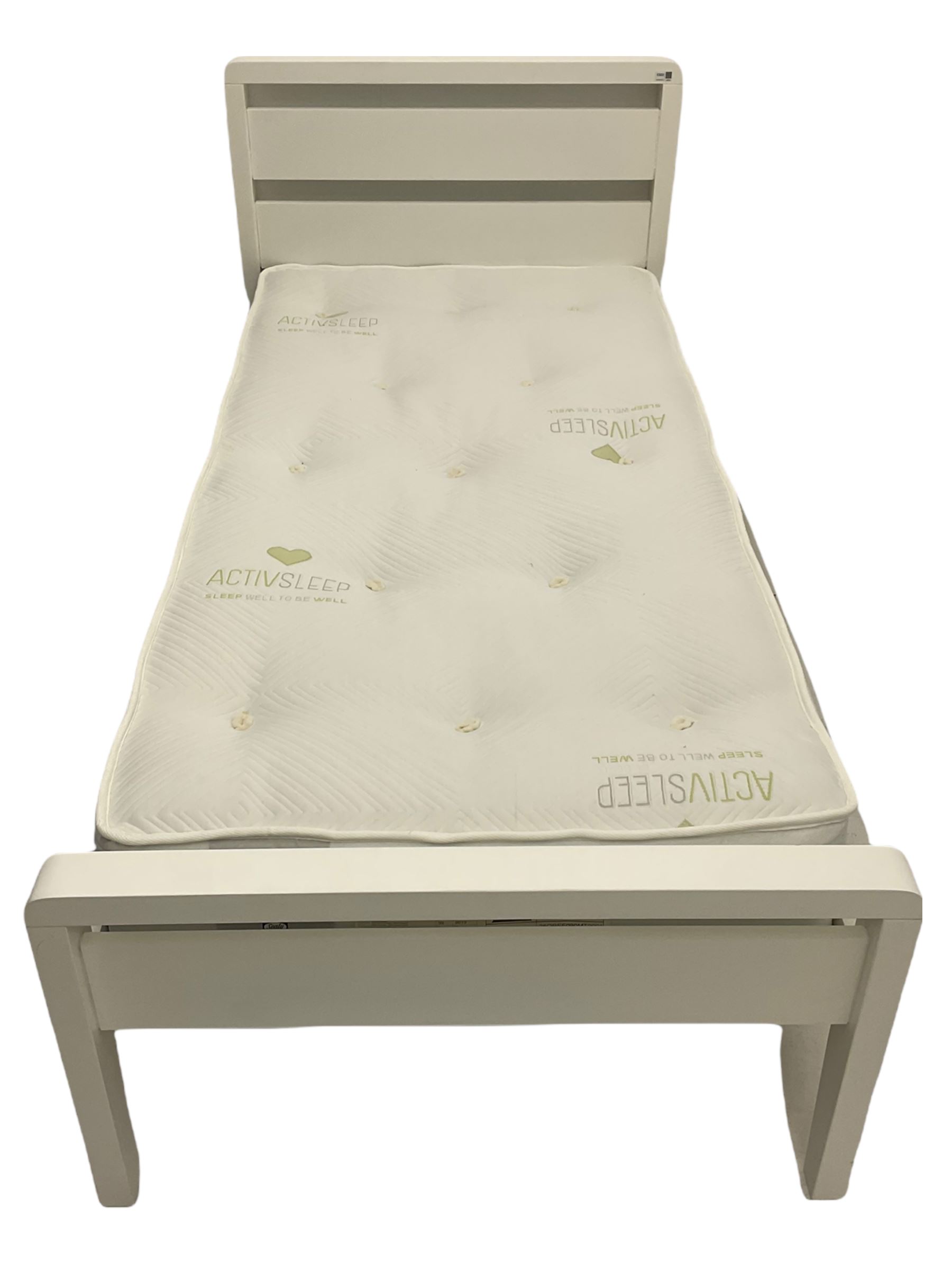 Pair "Hip-Hop" white finish single 3' bedframes with mattresses - Image 7 of 9