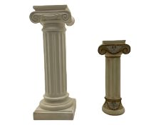 Classical Ionic style column in white finish with scrolled capital