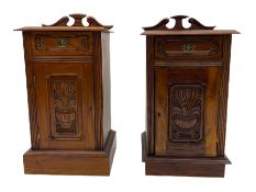 Pair Victorian style hardwood bedside cabinets