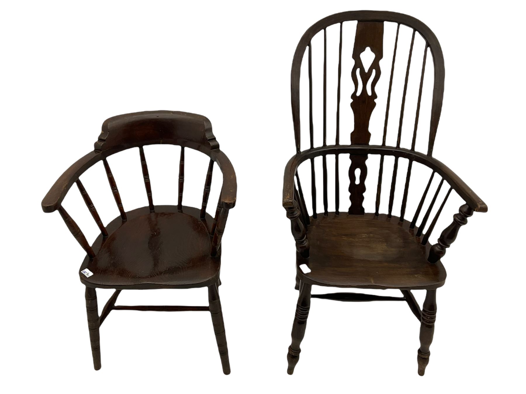 19th century beech Windsor armchair (W60cm) - Image 8 of 8