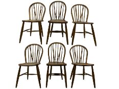 Set of six early to mid-20th century Windsor type elm and beech chairs
