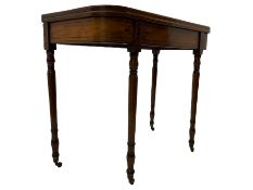 Early 19th century inlaid mahogany D-shaped tea table