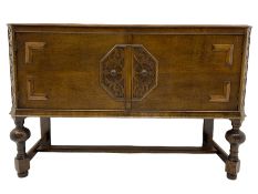 Early to mid-20th century oak two door sideboard