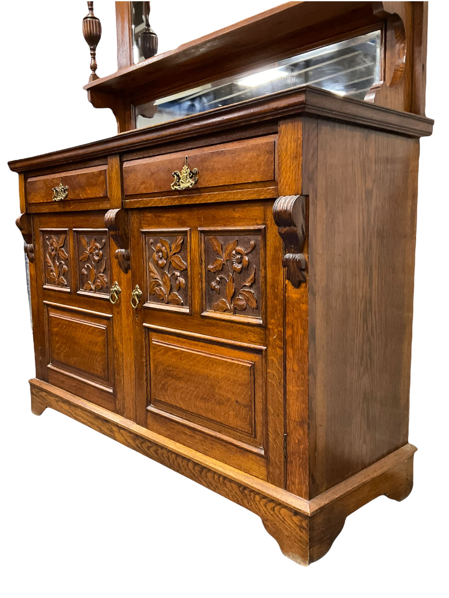 Edwardian oak mirror back sideboard - Image 5 of 8