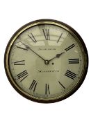 A 19th century eight-day mahogany single train fusee wall clock with a 14” dial and 17” mahogany