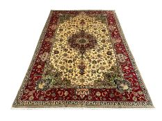 Persian Tabriz ivory ground carpet