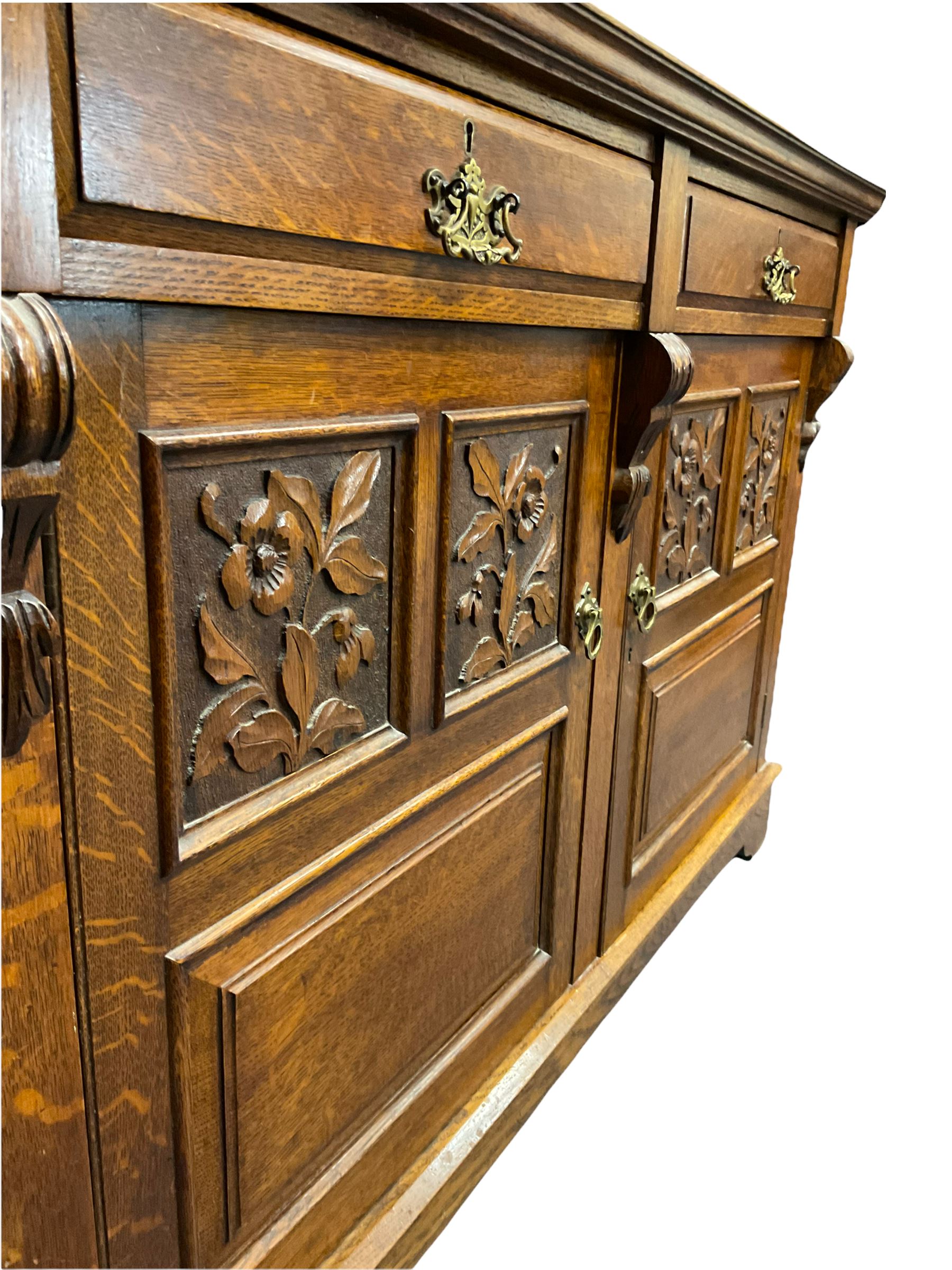 Edwardian oak mirror back sideboard - Image 4 of 8