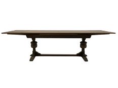 20th century oak drawer leaf extending dining table