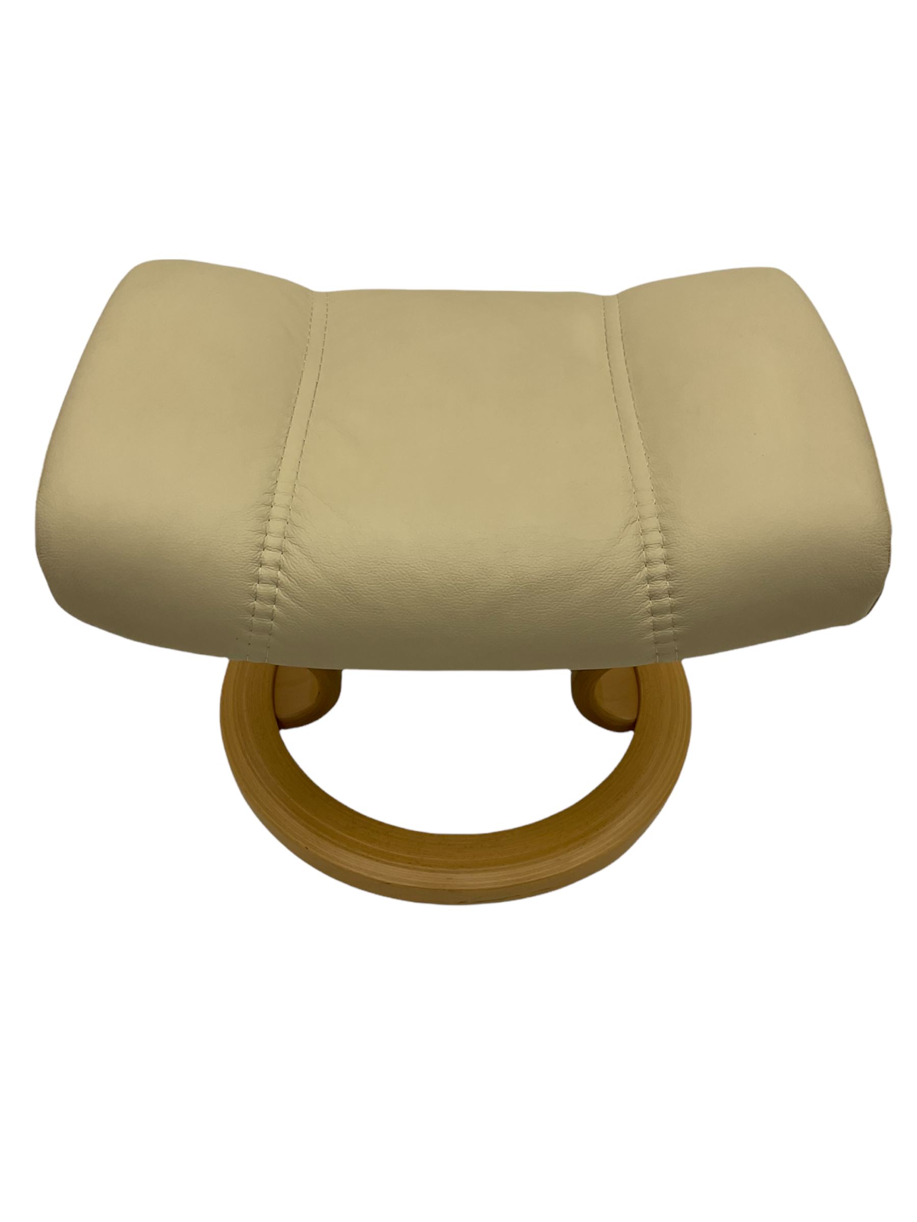 Ekornes - Stressless armchair upholstered in cream leather with matching footstool - Image 5 of 16