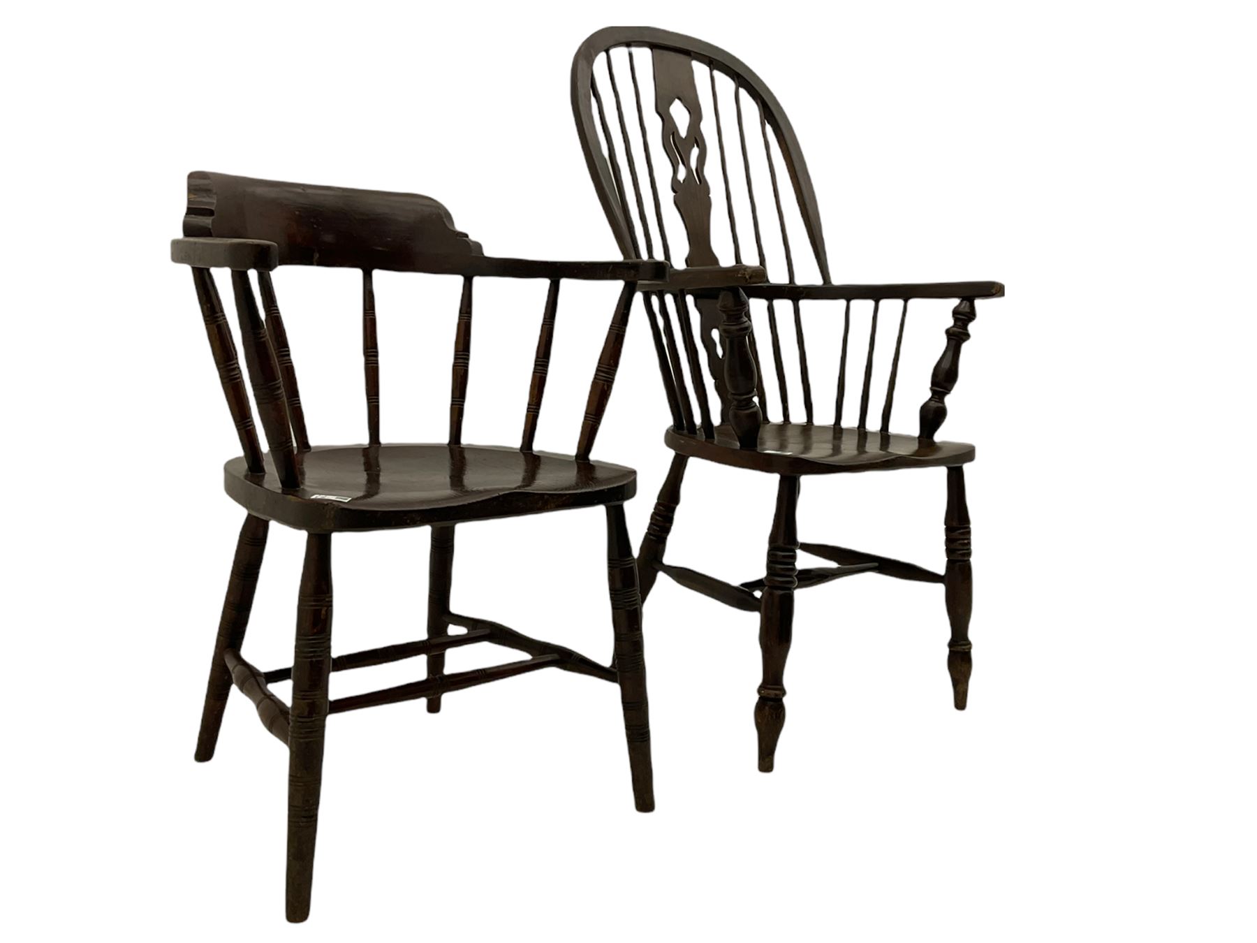 19th century beech Windsor armchair (W60cm) - Image 7 of 8