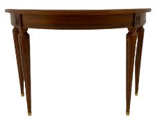 Contemporary cherry wood demi-lune console table