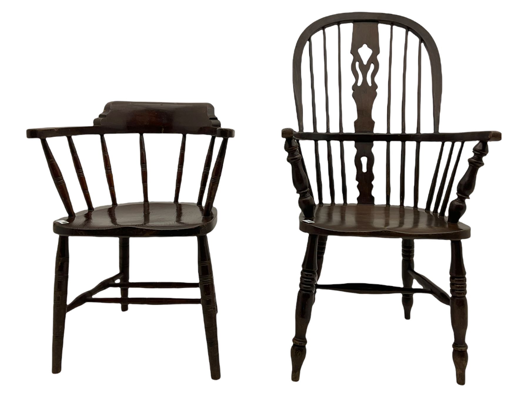 19th century beech Windsor armchair (W60cm) - Image 2 of 8