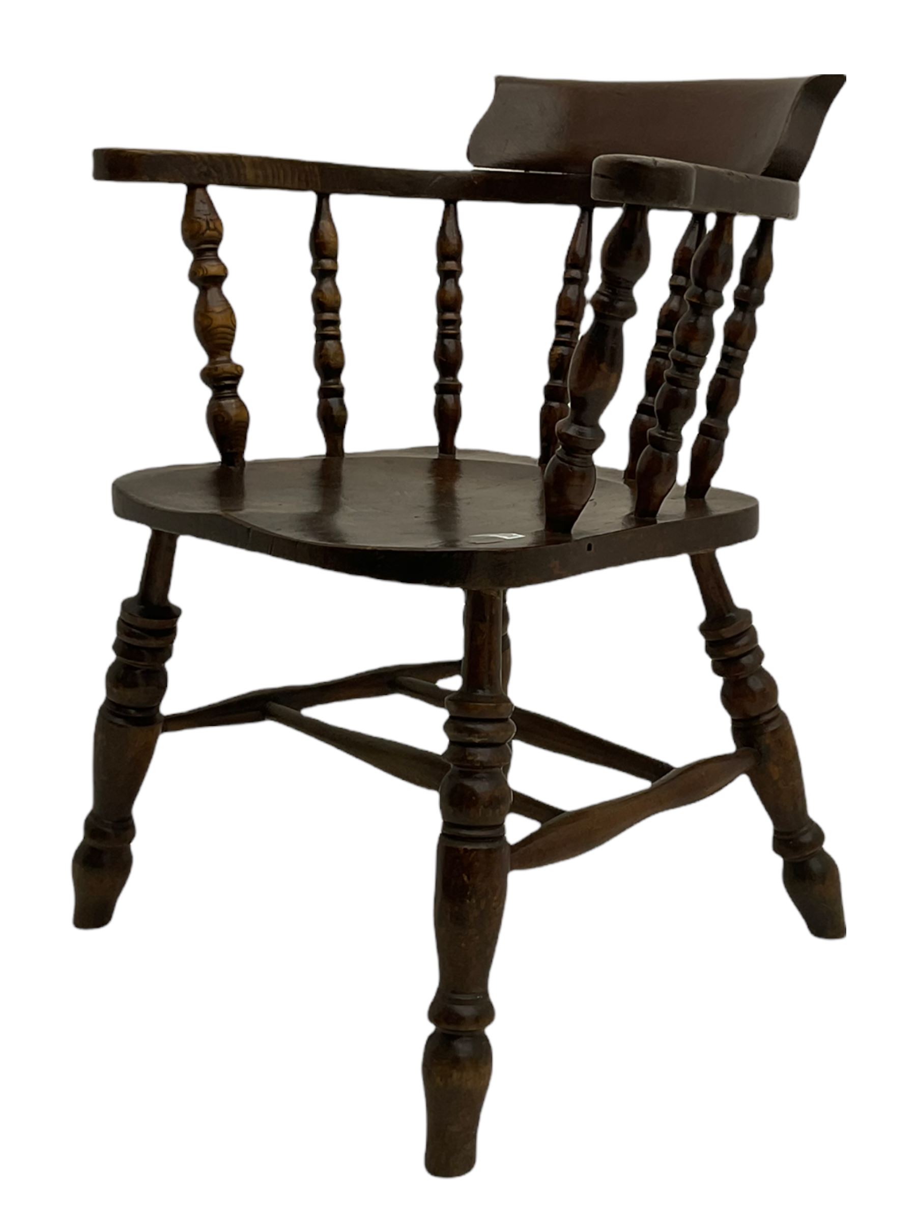 Victorian turned elm Captains chair - Image 4 of 6