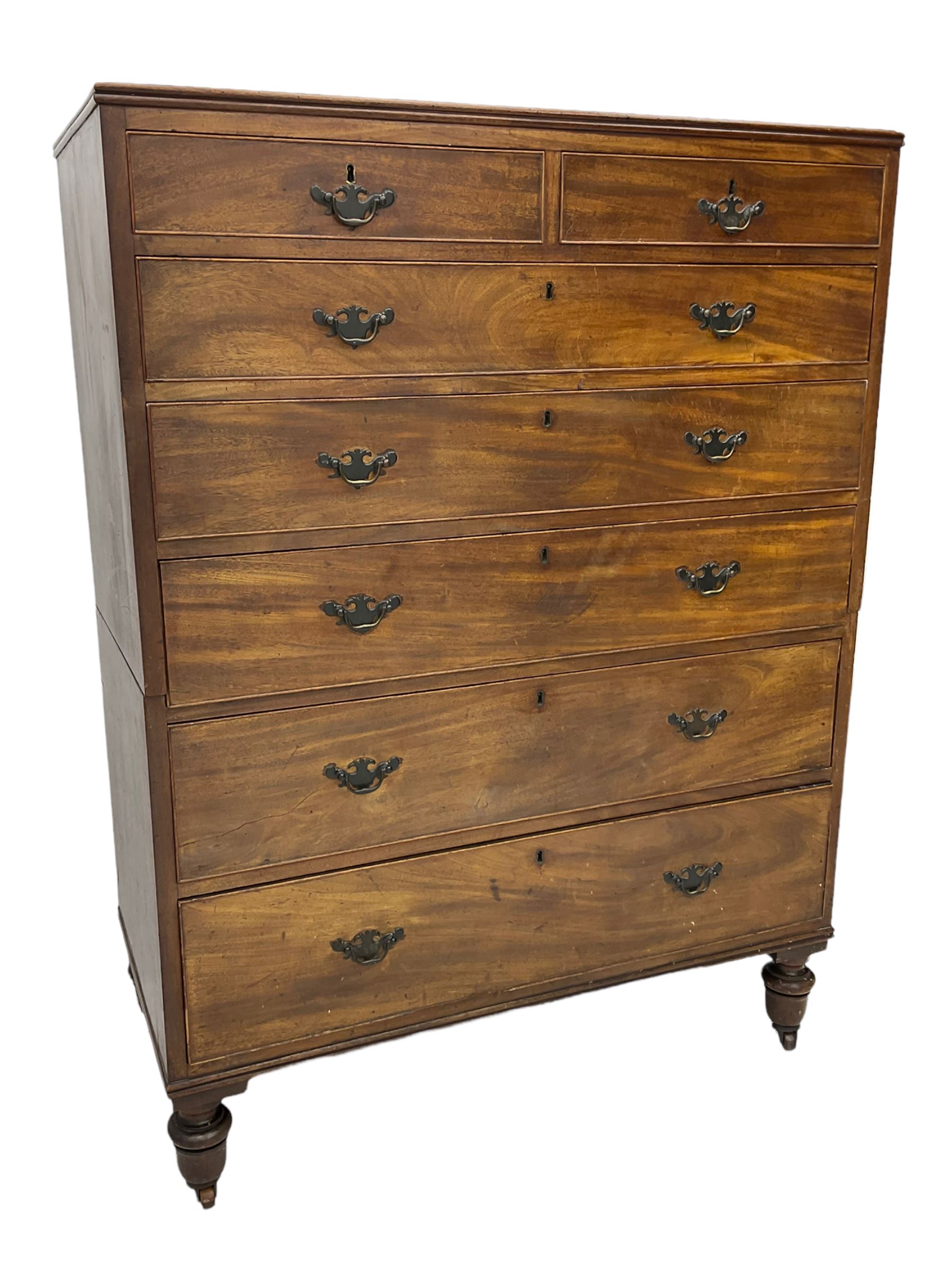 19th century mahogany straight front chest - Image 4 of 8