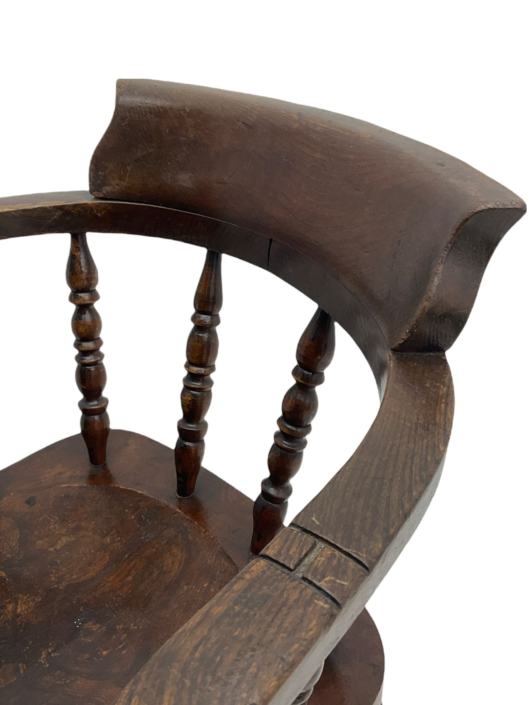 Victorian turned elm Captains chair - Image 6 of 6