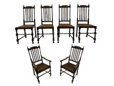 Set of six (4+2) 19th century oak dining chairs