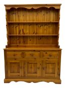 Pine farmhouse dresser with three drawers and three cupboards