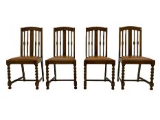 Set of four early 20th century oak dining chairs